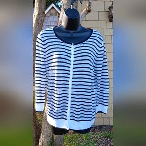 Jones New York Striped Cardigan Sz L